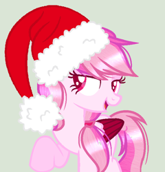 Size: 640x668 | Tagged: safe, artist:yulianapie26, imported from derpibooru, oc, oc only, pegasus, pony, base used, christmas, colored wings, eyelashes, female, hat, holiday, mare, pegasus oc, raised hoof, santa hat, simple background, solo, two toned wings, wings