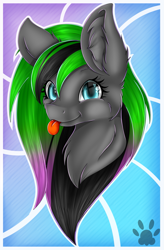 Size: 1983x3023 | Tagged: safe, artist:maneblue, imported from derpibooru, oc, oc only, earth pony, pony, :p, abstract background, bust, chest fluff, ear fluff, earth pony oc, eyelashes, female, mare, paw prints, solo, tongue out