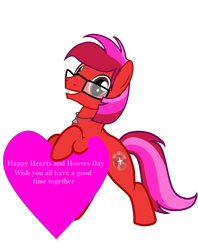 Size: 950x1200 | Tagged: safe, artist:ngthanhphong, imported from derpibooru, oc, oc only, oc:ruby star, earth pony, glasses, heart, hearts and hooves day, jewelry, looking at you, male, message, necklace, simple background, smiling, smiling at you, solo, stallion, transparent background