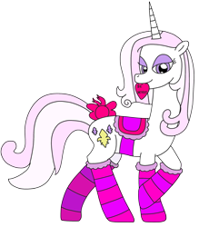 Size: 1989x2268 | Tagged: safe, artist:supahdonarudo, imported from derpibooru, fleur-de-lis, unicorn, series:fleurbuary, bow, clothes, heart, holiday, looking at you, miss fleur is trying to seduce us, saddle, simple background, socks, striped socks, tack, transparent background, valentine's day