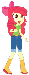 Size: 1800x4679 | Tagged: safe, artist:gmaplay, imported from derpibooru, apple bloom, equestria girls, equestria girls series, happily ever after party, apple bloom's bow, belt, boots, bow, clothes, hair bow, jeans, pants, shoes, simple background, solo, transparent background