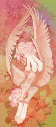 Size: 960x2160 | Tagged: safe, artist:yanisfucker, imported from derpibooru, oc, oc only, pegasus, pony, clothes, female, flower, lying down, mare, on back, socks, solo