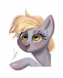 Size: 3010x3743 | Tagged: safe, artist:oriana80, imported from derpibooru, derpy hooves, pegasus, pony, blushing, lineless, simple background, solo, white background