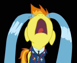 Size: 1594x1293 | Tagged: safe, artist:spitfirefangirl7, imported from derpibooru, spitfire, pegasus, pony, crying, nose in the air, ocular gushers, open mouth, solo