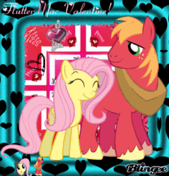 Size: 382x400 | Tagged: safe, imported from derpibooru, big macintosh, fluttershy, earth pony, pegasus, pony, animated, blingee, exploitable meme, female, fluttermac, gif, happy valentines day, heart, hearts and hooves day, holiday, male, meme, shipping, smiling, straight, valentine's day