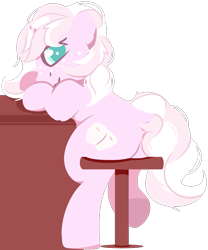 Size: 1599x1922 | Tagged: safe, artist:rhythmpixel, imported from derpibooru, oc, oc only, oc:marshmallow fluff, unicorn, butt, dock, female, looking at you, looking back, looking back at you, mare, plot, simple background, sitting, solo, stool, tail, transparent background