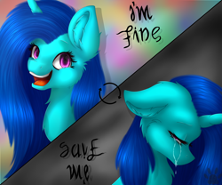 Size: 2683x2236 | Tagged: safe, artist:maneblue, imported from derpibooru, oc, oc only, pony, unicorn, abstract background, bust, crying, duo, ear fluff, female, happy, horn, mare, sad, smiling, unicorn oc