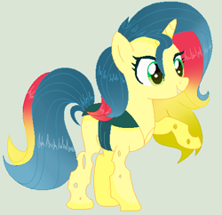 Size: 446x432 | Tagged: safe, artist:yulianapie26, imported from derpibooru, oc, oc only, changeling queen, changepony, hybrid, pony, base used, changeling queen oc, eyelashes, fangs, full body, hooves, horn, interspecies offspring, magical lesbian spawn, offspring, parent:queen chrysalis, parent:sunset shimmer, raised hoof, simple background, smiling, solo, standing, tail