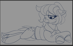 Size: 567x364 | Tagged: safe, artist:brainiac, imported from derpibooru, oc, oc:roasted mallow, earth pony, brainiacs sketchbook (set), female, mare, sketch, solo, vent art