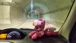 Size: 2048x1152 | Tagged: safe, imported from derpibooru, photographer:pakapaka1993, cheerilee, earth pony, pony, car, car interior, irl, japan, photo, plushie, solo, tunnel