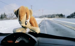 Size: 1024x627 | Tagged: safe, imported from derpibooru, photographer:pakapaka1993, pony, car, irl, japan, photo, plushie, snow, solo, winter