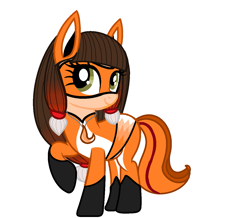 Size: 1253x1091 | Tagged: safe, artist:thebellajaydenart, imported from derpibooru, earth pony, pony, crossover, digital art, full body, jewelry, lila rossi, miraculous ladybug, necklace, raised hoof, simple background, smiling, standing, superhero costume, volpina, white background