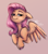 Size: 1631x1855 | Tagged: safe, artist:buttersprinkle, imported from derpibooru, fluttershy, pegasus, pony, colored sketch, female, floppy ears, lidded eyes, mare, pink background, signature, simple background, smiling, smirk, smug, smugshy, solo, spread wings, unshorn fetlocks, wings