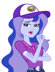 Size: 696x908 | Tagged: safe, edit, edited screencap, imported from derpibooru, screencap, princess luna, equestria girls, legend of everfree, background removed, camp everfree outfits, cap, female, hat, not a vector, simple background, solo, transparent background, vice principal luna