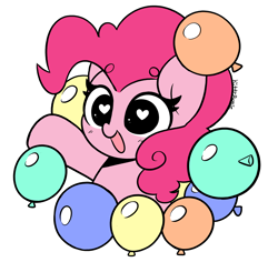 Size: 4432x4176 | Tagged: safe, artist:kittyrosie, imported from derpibooru, pinkie pie, earth pony, pony, balloon, blushing, cute, diapinkes, female, happy, heart eyes, high res, mare, open mouth, open smile, simple background, smiling, solo, that pony sure does love balloons, white background, wingding eyes