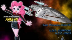 Size: 720x405 | Tagged: safe, imported from derpibooru, pinkie pie, equestria girls, clothes, solo, spaceship, star trek, uniform