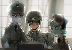 Size: 2388x1668 | Tagged: safe, imported from derpibooru, oc, china, clothes, gun, helmet, military uniform, pla, uniform, weapon