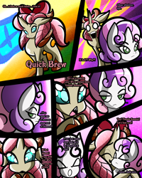 Size: 2400x3000 | Tagged: safe, artist:keytee-chan, imported from derpibooru, apple bloom, ocellus, scootaloo, sweetie belle, yona, oc, oc:quick brew, comic:the great big fusion 3 remake, comic, cutie mark crusaders, eyes closed, fusion, high res, merging, pleading, smiling, tsundere