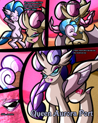 Size: 2400x3000 | Tagged: safe, artist:keytee-chan, imported from derpibooru, apple bloom, ocellus, scootaloo, silver spoon, silverstream, smolder, sweetie belle, yona, oc, oc:princess excellent punch, oc:queen aurora port, comic:the great big fusion 3 remake, comic, cutie mark crusaders, eyes closed, fusion, glasses, high res, lipstick, makeup, merging, smiling