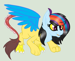 Size: 580x468 | Tagged: safe, artist:yulianapie26, imported from derpibooru, oc, oc only, draconequus, base used, draconequus oc, eyelashes, interspecies offspring, offspring, parent:discord, parent:rainbow dash, parents:discodash, simple background, smiling, transparent background