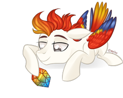 Size: 5000x4000 | Tagged: safe, artist:kaikururu, imported from derpibooru, oc, oc only, pegasus, pony, gem, male, pegasus oc, simple background, smiling, solo, stallion, transparent background, wings