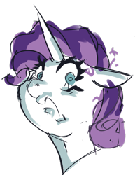 Size: 916x1189 | Tagged: safe, artist:creamyogurt, imported from derpibooru, rarity, pony, unicorn, bust, female, horn, mare, portrait, shocked, simple background, solo, transparent background