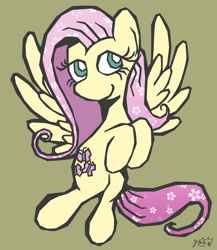 Size: 1276x1473 | Tagged: safe, artist:garammasara, imported from derpibooru, fluttershy, pegasus, pony, cut paper, female, flower, flower in hair, flying, hooves, looking at you, mare, signature, simple background, smiling, smiling at you, solo, spread wings, wings