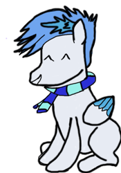 Size: 485x691 | Tagged: safe, artist:houndy, imported from derpibooru, oc, oc only, pegasus, clothes, cute, full body, male, newbie artist training grounds, pegasus oc, scarf, simple background, solo, stallion, striped scarf, white background