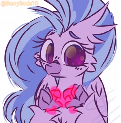 Size: 2018x2048 | Tagged: safe, artist:berrysoda10, imported from derpibooru, silverstream, hippogriff, blushing, claws, cute, diastreamies, female, heart, looking at you, simple background, smiling, smiling at you, solo, white background