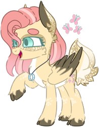 Size: 1154x1469 | Tagged: safe, artist:maximumpiracy, imported from derpibooru, fluttershy, deer, deer pony, original species, pony, base used, cloven hooves, deerified, jewelry, necklace, simple background, smiling, species swap, transparent background