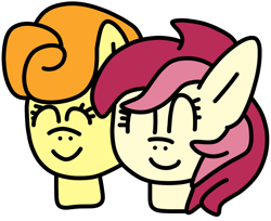 Size: 980x800 | Tagged: safe, artist:jadeharmony, imported from derpibooru, carrot top, golden harvest, roseluck, earth pony, pony, bust, carrotluck, cute, duo, eyes closed, female, lesbian, mare, shipping, simple background, transparent background