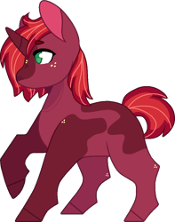 Size: 784x994 | Tagged: safe, artist:rickysocks, imported from derpibooru, oc, oc only, pony, unicorn, base used, freckles, horn, offspring, parent:big macintosh, parent:tempest shadow, parents:tempestmac, simple background, solo, transparent background, unicorn oc