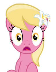 Size: 1280x1656 | Tagged: safe, artist:onebigbarbarian, imported from derpibooru, lily, lily valley, earth pony, pony, female, flower, flower in hair, mare, open mouth, show accurate, simple background, solo, transparent background