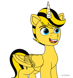 Size: 2835x3030 | Tagged: safe, artist:lynnthenerdkitty, imported from derpibooru, alicorn, bee, pony, bumblebee, bumblebee (transformers), crossover, g5, my little pony: a new generation, ponified, simple background, solo, transformers, white background