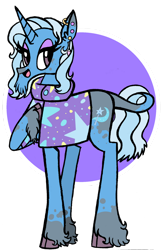 Size: 1280x1990 | Tagged: safe, artist:kitsumidori, imported from derpibooru, trixie, abstract background, alternate design, alternate universe, clothes, cloven hooves, ear piercing, earring, jewelry, leonine tail, piercing, simple background, tail, transparent background, unshorn fetlocks