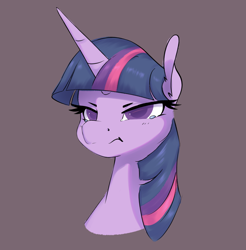 Size: 2178x2217 | Tagged: safe, artist:aquaticvibes, imported from derpibooru, twilight sparkle, pony, bust, female, horn, simple background, solo, teary eyes