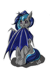 Size: 492x708 | Tagged: safe, artist:stirren, imported from derpibooru, oc, bat pony, pony, bat pony oc, simple background, sitting, solo, transparent background