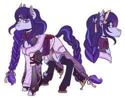 Size: 3300x2600 | Tagged: safe, artist:kikirdcz, imported from derpibooru, earth pony, pony, clothes, commission, female, genshin impact, mare, ponified, raiden shogun (genshin impact), simple background, solo, transparent background