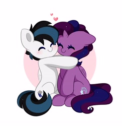 Size: 3892x4006 | Tagged: safe, artist:kittyrosie, imported from derpibooru, oc, oc only, alicorn, pegasus, pony, alicorn oc, blushing, commission, cute, duo, eyes closed, floating heart, heart, horn, hug, oc x oc, pegasus oc, shipping, wings, ych result