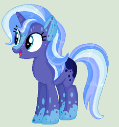 Size: 366x392 | Tagged: safe, artist:yulianapie26, imported from derpibooru, oc, oc only, pony, unicorn, base used, eyelashes, horn, magical lesbian spawn, offspring, parent:princess luna, parent:trixie, simple background, smiling, solo, unicorn oc