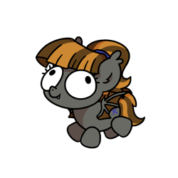 Size: 800x800 | Tagged: safe, artist:sugar morning, imported from derpibooru, oc, oc only, oc:mythic dawn, bat pony, pony, bat pony oc, big eyes, chibi, commission, cute, derp, dorkles, fangs, female, hair tie, mare, ponytail, simple background, solo, sticker, transparent background, wings, ych result