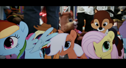 Size: 3820x2065 | Tagged: safe, imported from derpibooru, screencap, applejack, fluttershy, pinkie pie, rainbow dash, twilight sparkle, earth pony, pegasus, pony, cgi, chip and dale rescue rangers, chip n dale, disney, movie, photo