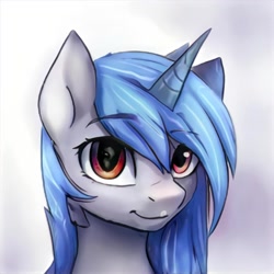 Size: 1024x1024 | Tagged: safe, imported from derpibooru, pony, ai content, ai generated, eyebrows, eyebrows visible through hair, generator:thisponydoesnotexist, horn, looking at you, solo