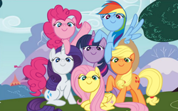 Size: 1000x625 | Tagged: safe, edit, edited screencap, imported from derpibooru, screencap, applejack, fluttershy, pinkie pie, princess celestia, rainbow dash, rarity, twilight sparkle, face swap, faic, mane six, mane six opening poses