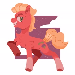 Size: 2048x2048 | Tagged: safe, artist:pastacrylic, imported from derpibooru, sprout cloverleaf, earth pony, pony, chest fluff, cloud, coat markings, g5, grin, looking at you, male, my little pony: a new generation, smiling, socks (coat markings), solo, stallion