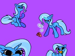 Size: 1600x1200 | Tagged: safe, artist:pertdegert, imported from derpibooru, trixie, pony, :3, card, food, house of cards, lidded eyes, looking at you, playing card, sandwich, smug, solo, sweat