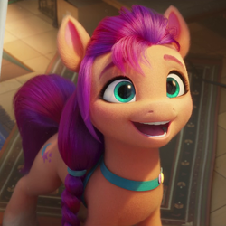 Size: 804x804 | Tagged: safe, imported from derpibooru, screencap, sunny starscout, earth pony, pony, spoiler:my little pony: a new generation, cropped, cute, female, g5, mare, my little pony: a new generation, open mouth, smiling, solo, sunnybetes