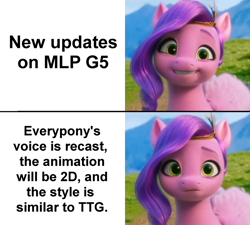 Size: 1136x1024 | Tagged: safe, edit, edited screencap, imported from derpibooru, screencap, pipp petals, pegasus, pony, spoiler:my little pony: a new generation, drama bait, g5, meme, meta, my little pony: a new generation