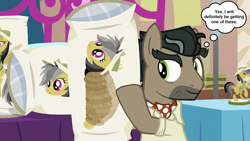 Size: 1572x886 | Tagged: safe, artist:silverbuller, imported from derpibooru, daring do, doctor caballeron, earth pony, pegasus, pony, stranger than fan fiction, 2020, body pillow, daring daki, solo, thought bubble