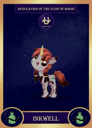 Size: 1300x1800 | Tagged: safe, artist:dusthiel, imported from derpibooru, part of a set, oc, oc:inkwell, pony, unicorn, card, female, filly, foal, ophiuchus, solo